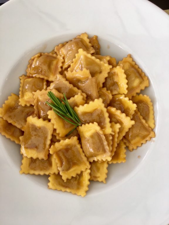 Agnolotti, handmade pasta with a filling